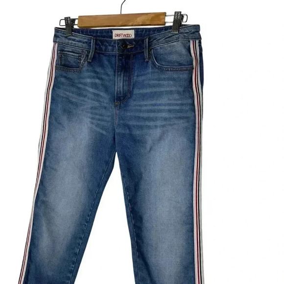 Free People Driftwood Jackie Stripe High Rise Denim  Blue Jeans Size 27 - Picture 7 of 11